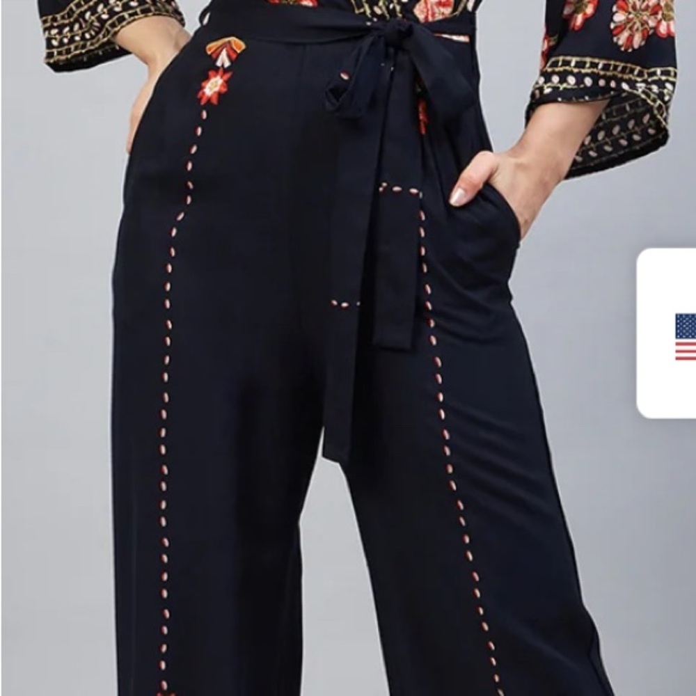 Floral Black Jumpsuit - Picture 3 of 7